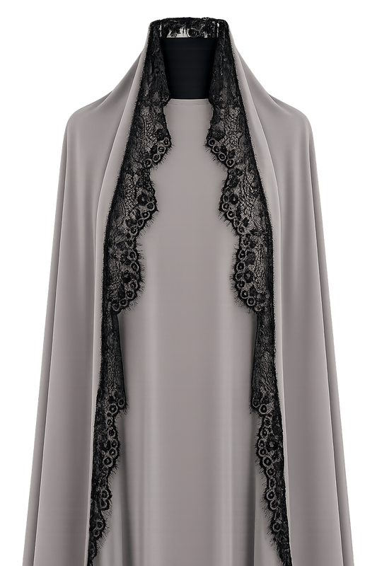 Qamari Closed Lace Abaya | SOFT TAUPE
