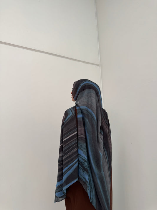 Printed Modal Hijab | Celestial Blue
