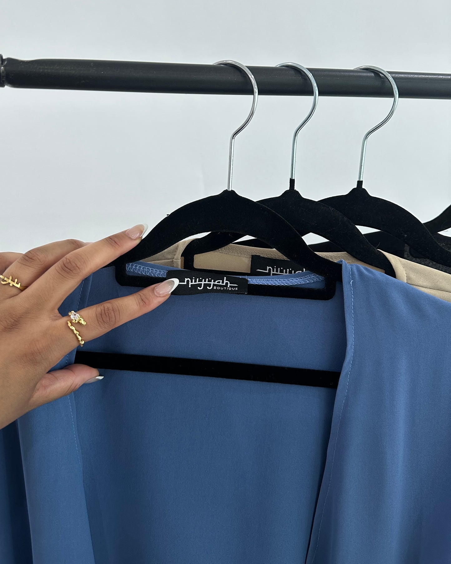 Rania Ruched Sleeve Abaya | Azure