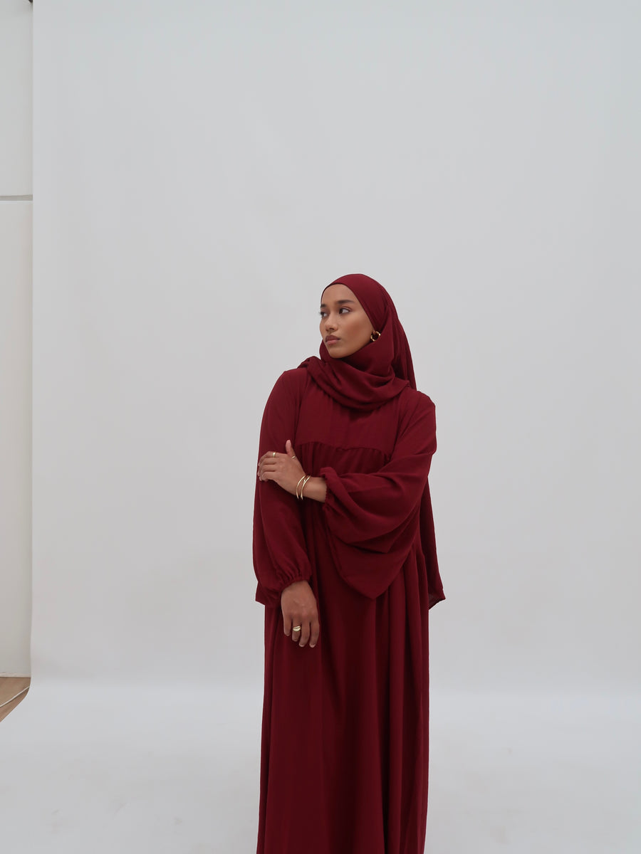 Nadiya Lace Abaya - Maroon