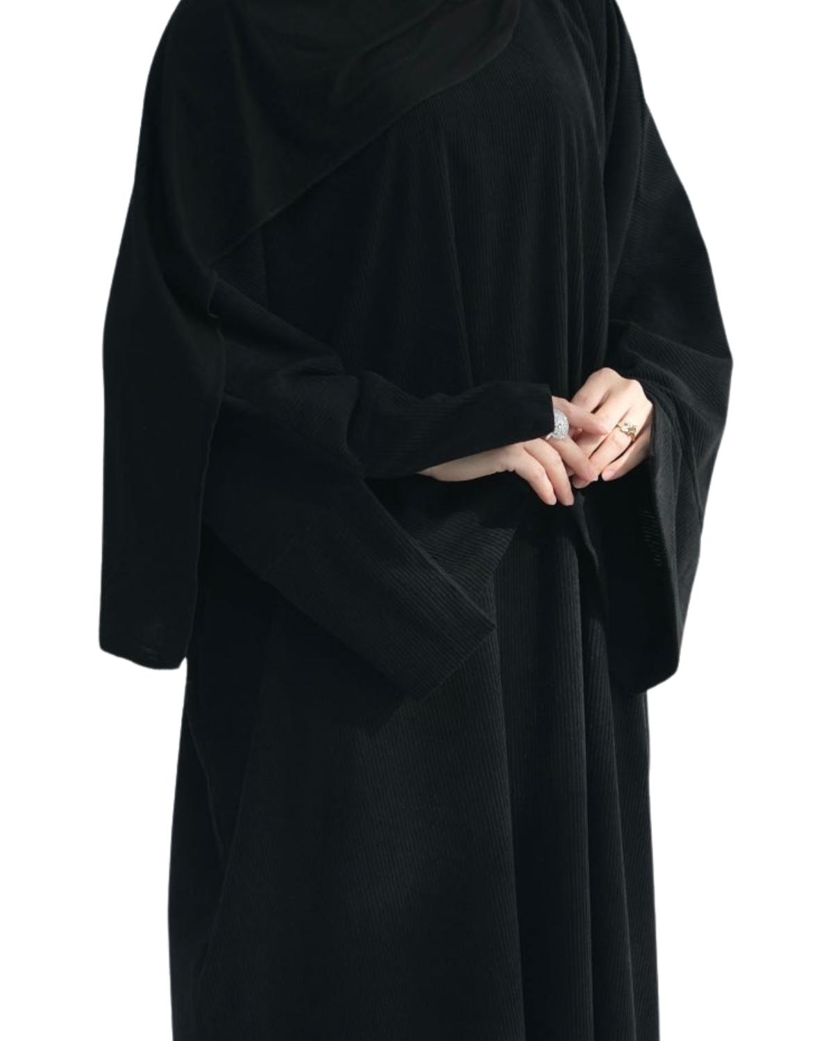 Closed Corduroy Abaya | Black