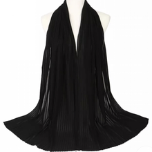Load image into Gallery viewer, Pleated Chiffon Hijab // NOIR