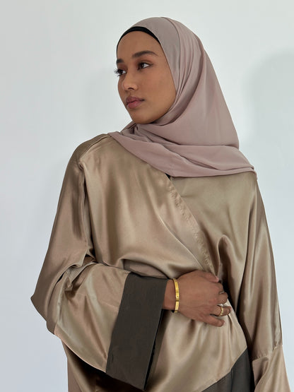 Malika Silk Abaya Set | Gold
