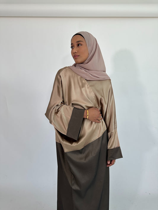 Malika Silk Abaya Set | Gold