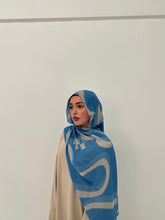 Load image into Gallery viewer, Signature Printed Modal Hijab | NIYYAH [ نية ] calligraphy | Azure