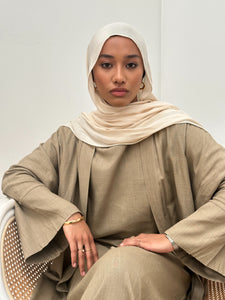 Khalisa Linen Abaya Set | Khaki