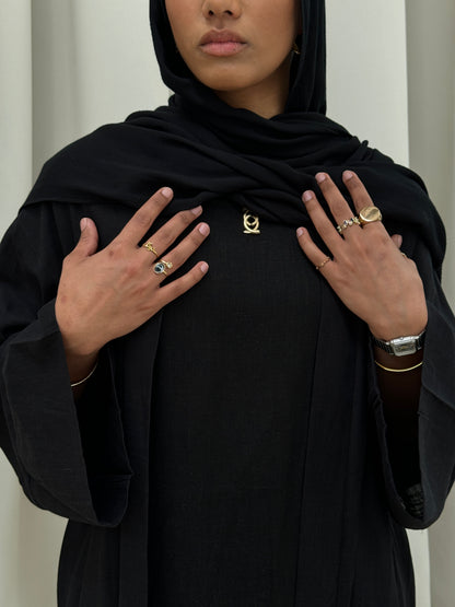 Khalisa Linen Abaya Set | Noir