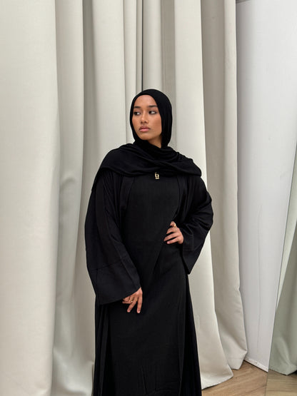 Khalisa Linen Abaya Set | Noir