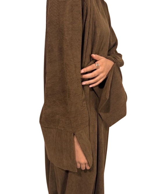 Closed Corduroy Abaya | Coffee
