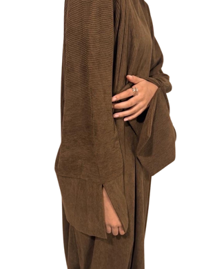 Closed Corduroy Abaya | Coffee