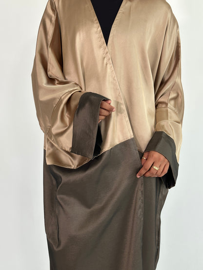 Malika Silk Abaya Set | Gold