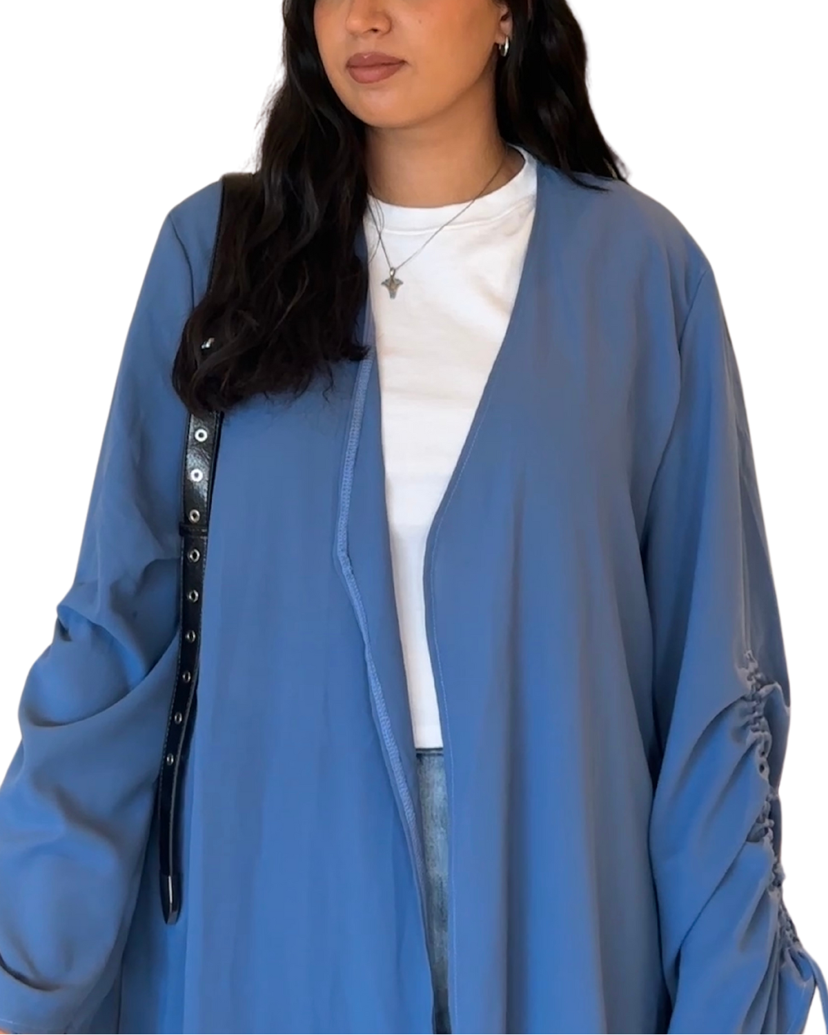 Rania Ruched Sleeve Abaya | Azure
