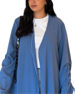 Rania Ruched Sleeve Abaya | Azure