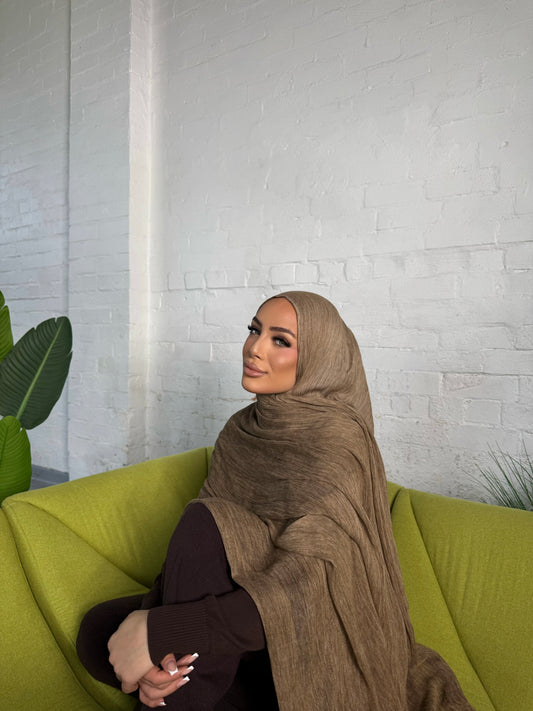 Crinkle Rayon Hijab // Almond