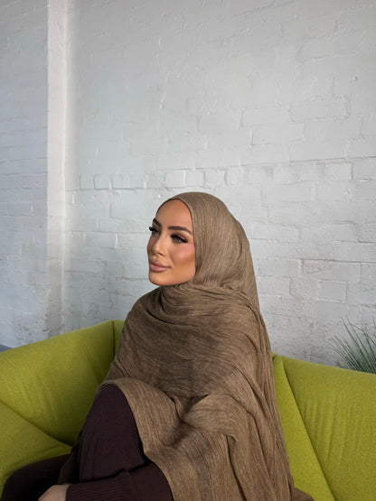 Crinkle Rayon Hijab // Almond