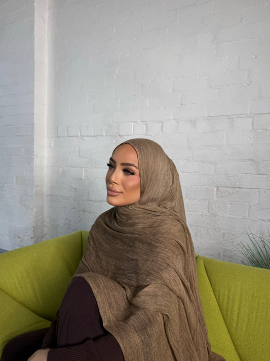 Crinkle Rayon Hijab // Almond