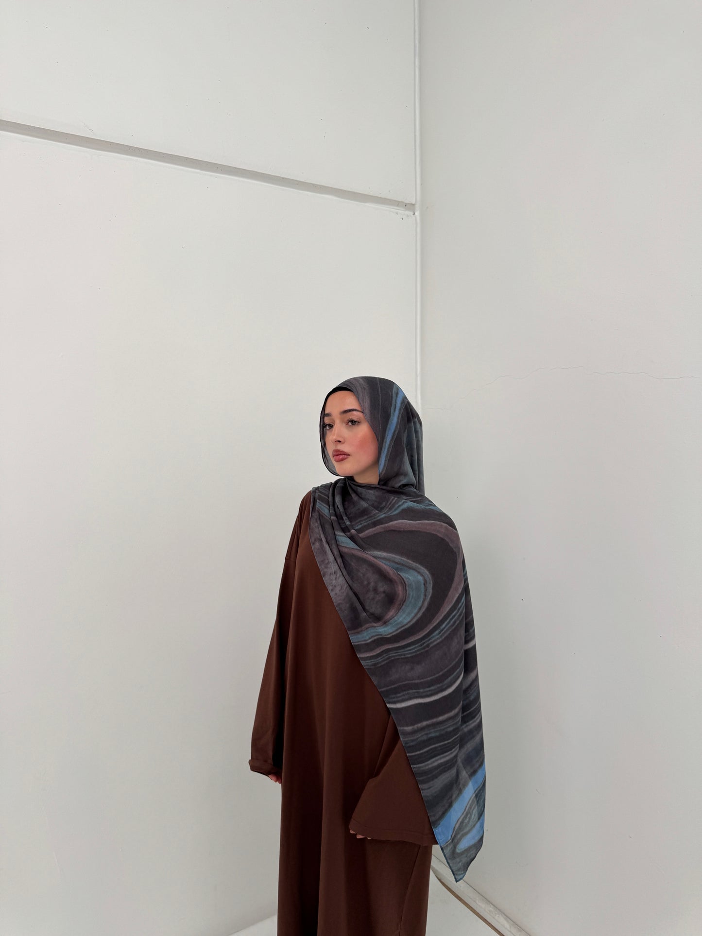 Printed Modal Hijab | Celestial Blue