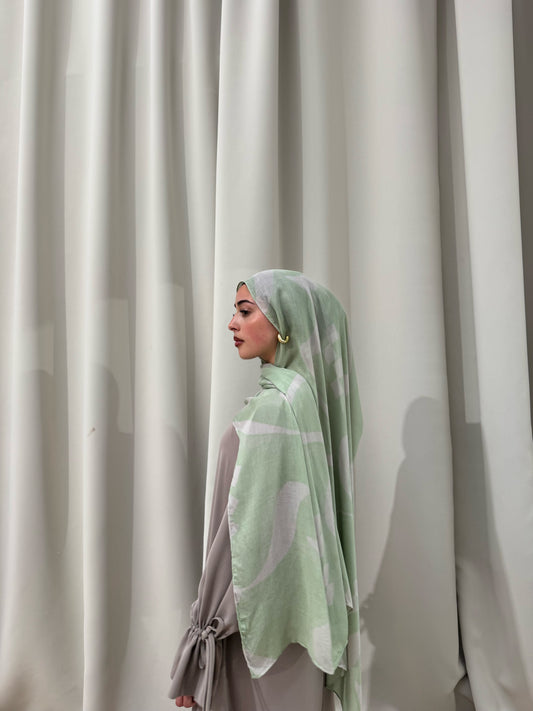 Signature Printed Modal Hijab | NIYYAH [ نية ] calligraphy | Sage