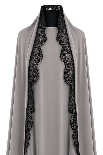 Qamari Closed Lace Abaya | SOFT TAUPE