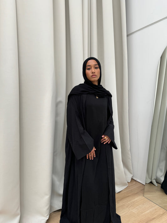 Khalisa Linen Abaya Set | Noir