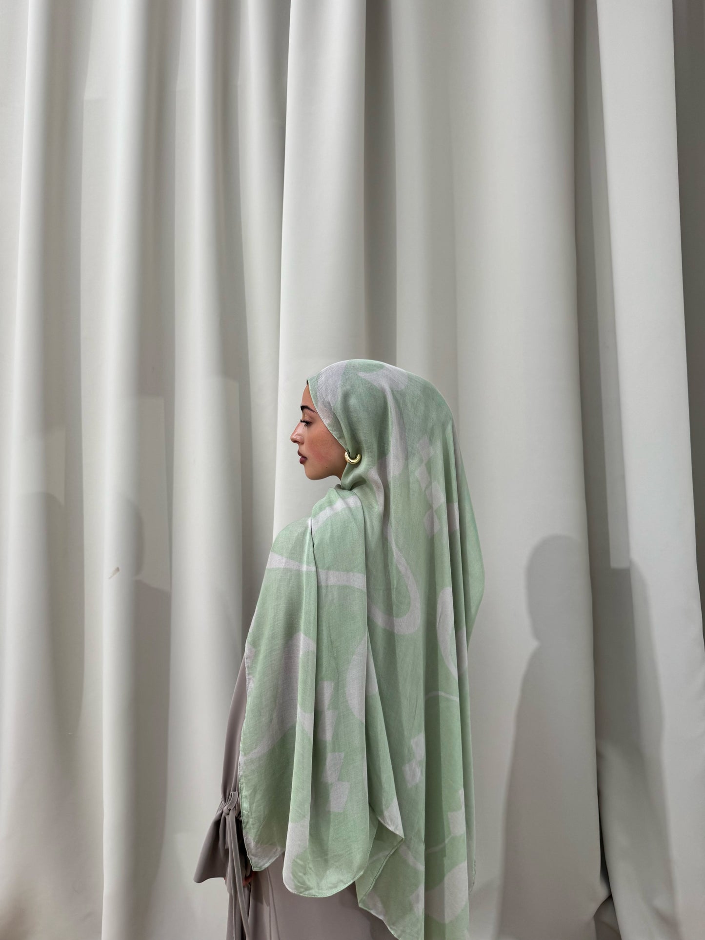 Signature Printed Modal Hijab | NIYYAH [ نية ] calligraphy | Sage