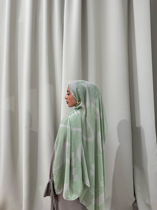 Signature Printed Modal Hijab | NIYYAH [ نية ] calligraphy | Sage