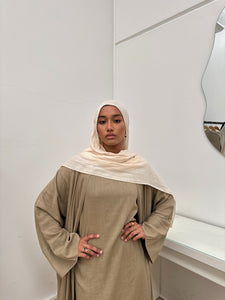 Khalisa Linen Abaya Set | Khaki