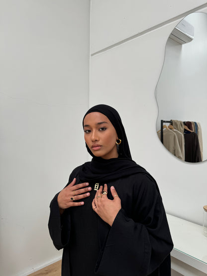 Khalisa Linen Abaya Set | Noir