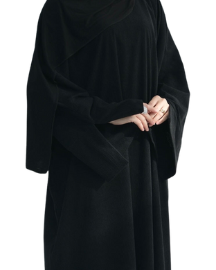 Closed Corduroy Abaya | Black