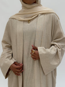 Khalisa Linen Abaya Set | Sand