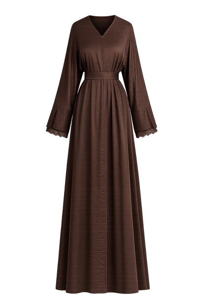 Qamari Open Lace Abaya | MOCHA