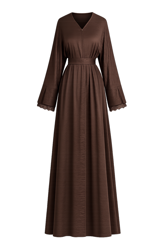 Qamari Open Lace Abaya | MOCHA