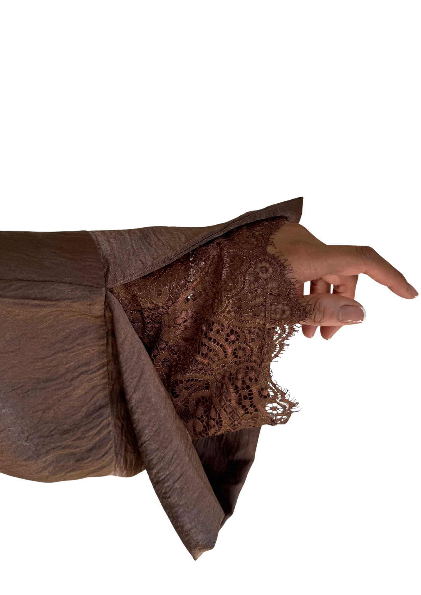 Qamari Open Lace Abaya | MOCHA