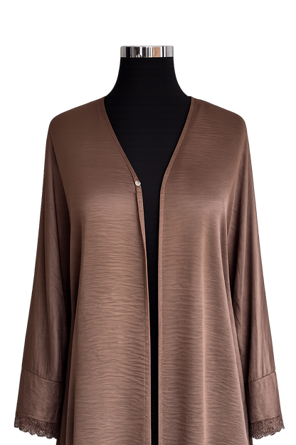 Qamari Open Lace Abaya | MOCHA