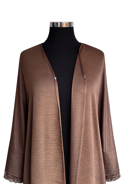 Qamari Open Lace Abaya | MOCHA