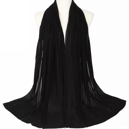 Pleated Chiffon Hijab // NOIR
