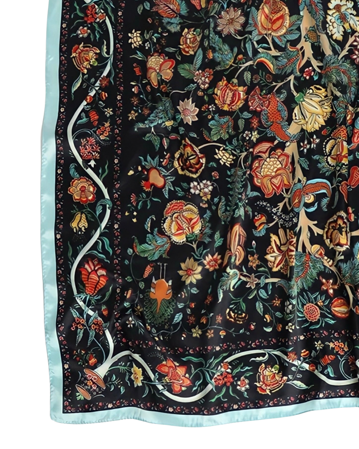 Printed Satin Square | FLORA bleu