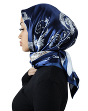 Load image into Gallery viewer, Printed Satin Square - FILIGREE navy