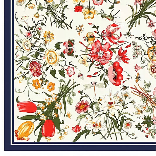 Luxe Maxi Silk Square Scarf | FLORAL blanche