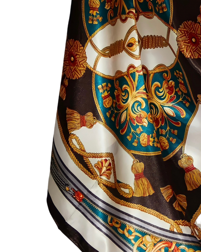 Printed Satin Square - HENADI chocolate