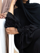 Load image into Gallery viewer, Rania Ruched Sleeve Abaya | Black