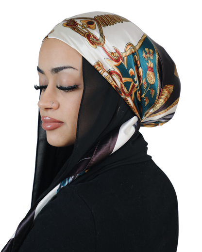 Printed Satin Square - HENADI chocolate