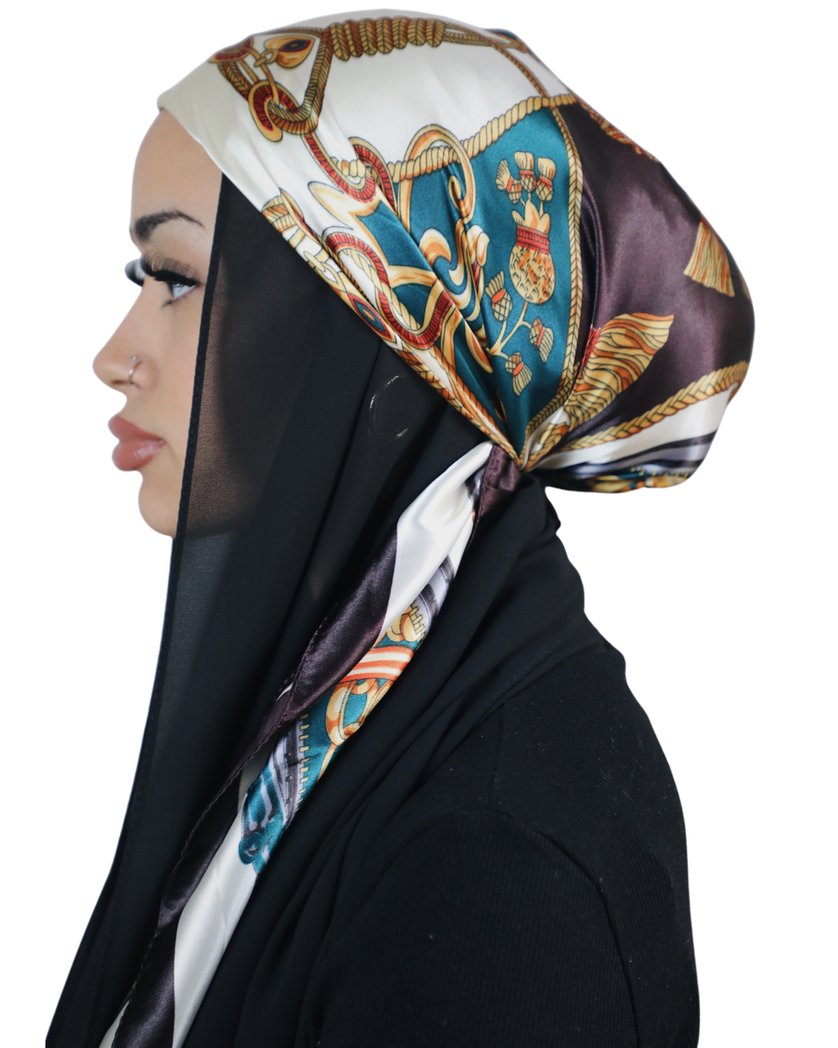Printed Satin Square - HENADI chocolate