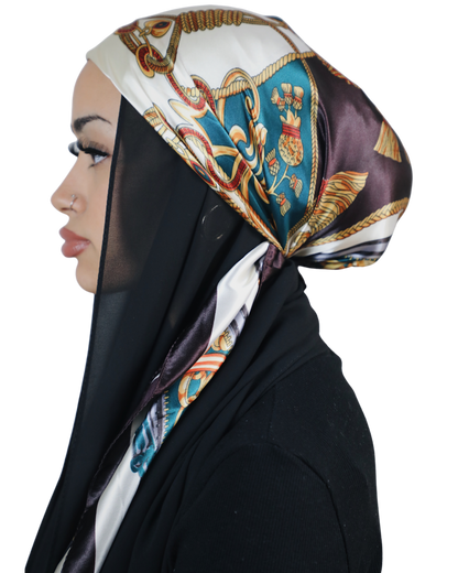 Printed Satin Square - HENADI chocolate