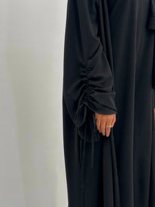 Rania Ruched Sleeve Abaya | Black