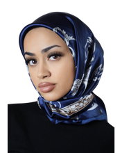Load image into Gallery viewer, Printed Satin Square - FILIGREE navy