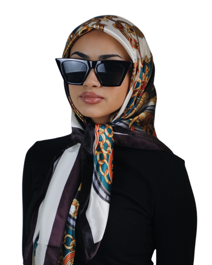 Printed Satin Square - HENADI chocolate